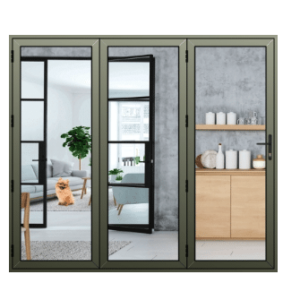 Green aluminium bifold doors